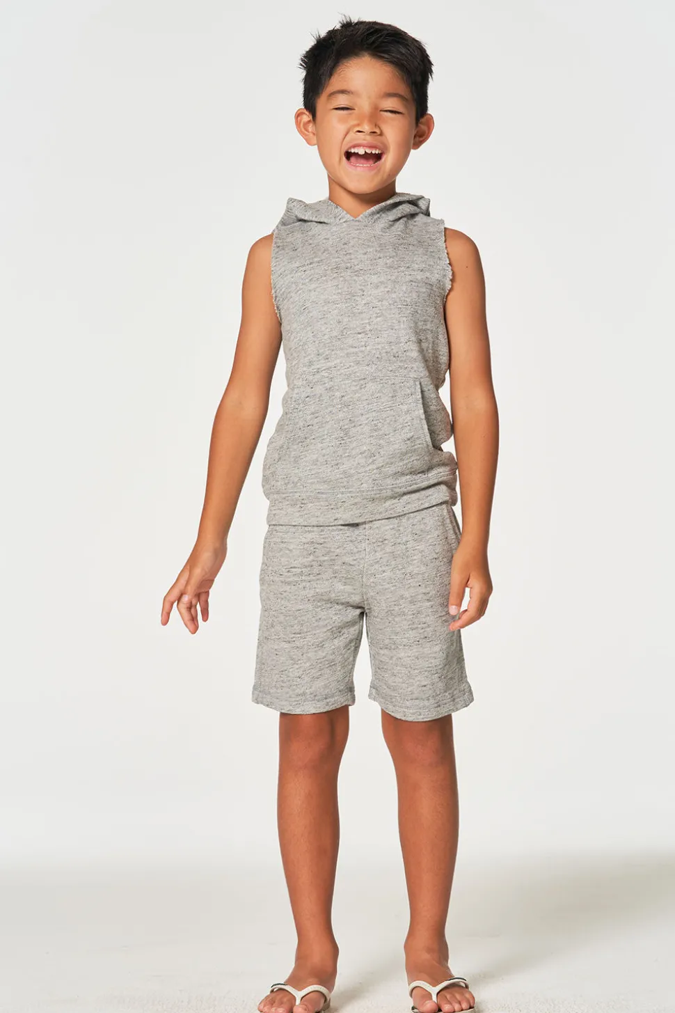 Chaser Brand Boys Linen French Terry Sleeveless Muscle Pullover Hoodie Flash Sale
