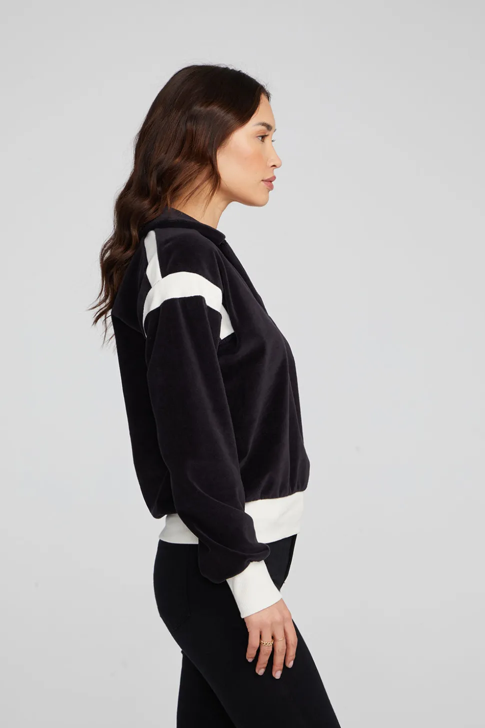 Chaser Brand Brooke Shadow Black Blouse Hot
