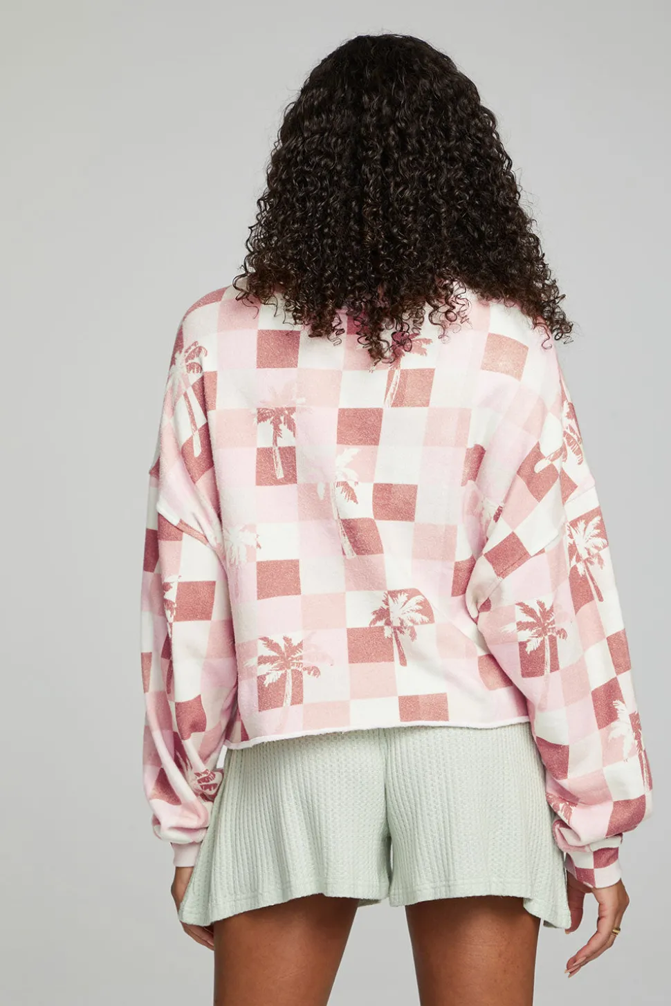 Chaser Brand Checkered Palms Print Pullover Best Sale