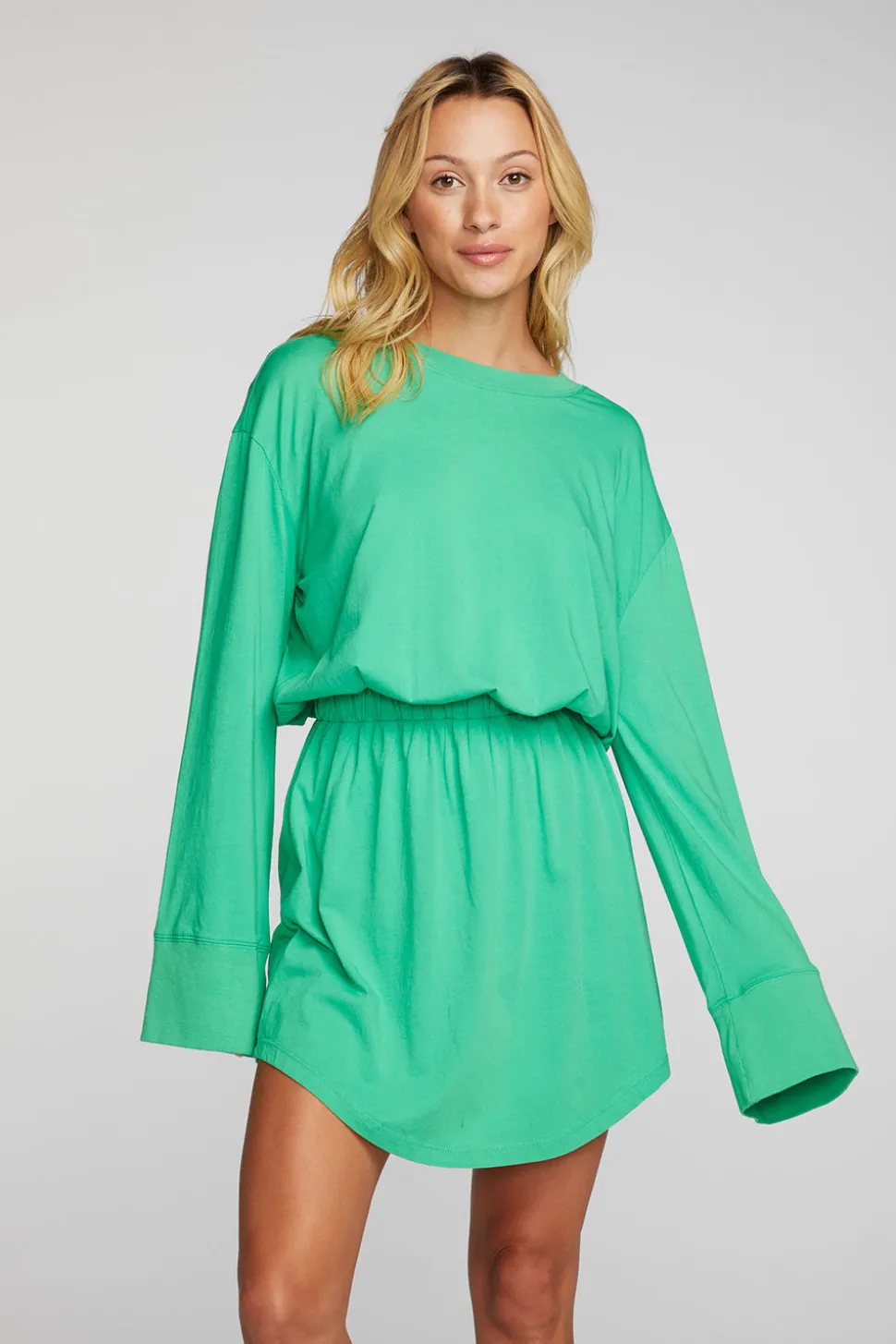 Chaser Brand Cotton Jersey Mini Dress With Wide Sleeves New