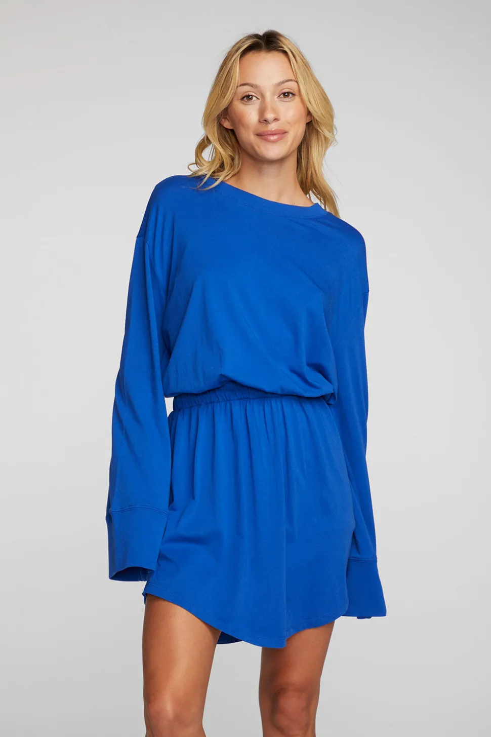 Chaser Brand Cotton Jersey Mini Dress With Wide Sleeves New