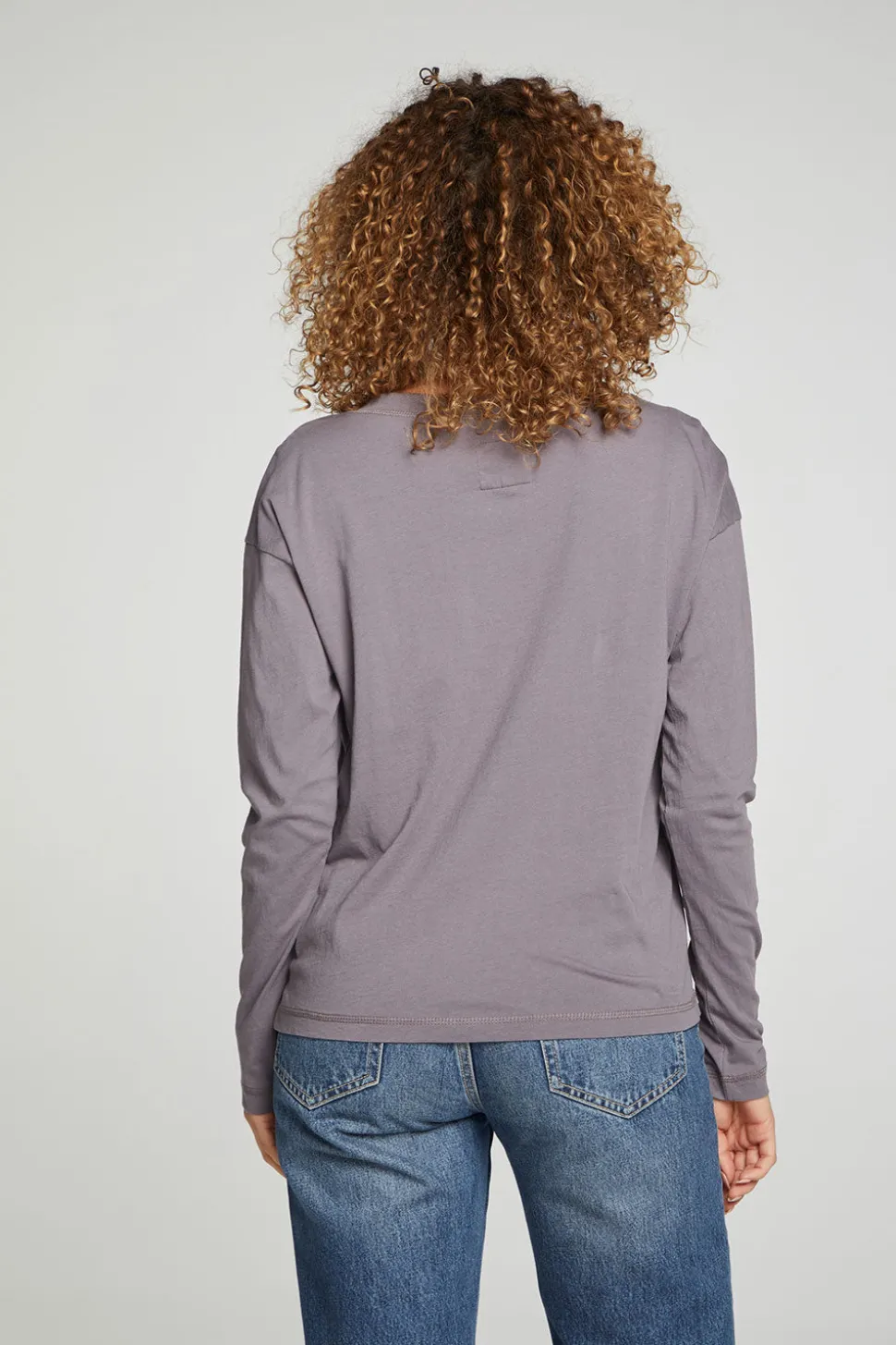 Chaser Brand Cropped Boxy Long Sleeve Henley With Side Slits New