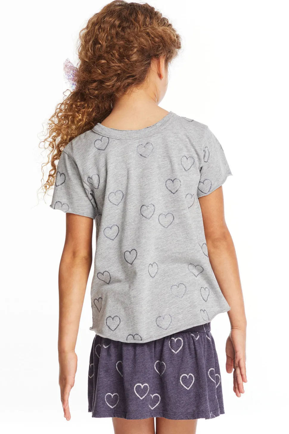 Chaser Brand Glitter Hearts Girls Crew Neck Tee Shop