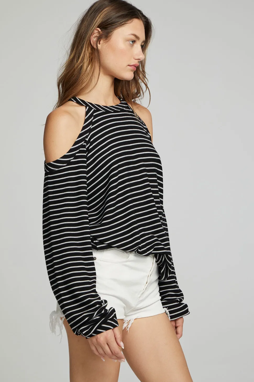 Chaser Brand Houston Pullover - Black And White Stripe Cheap