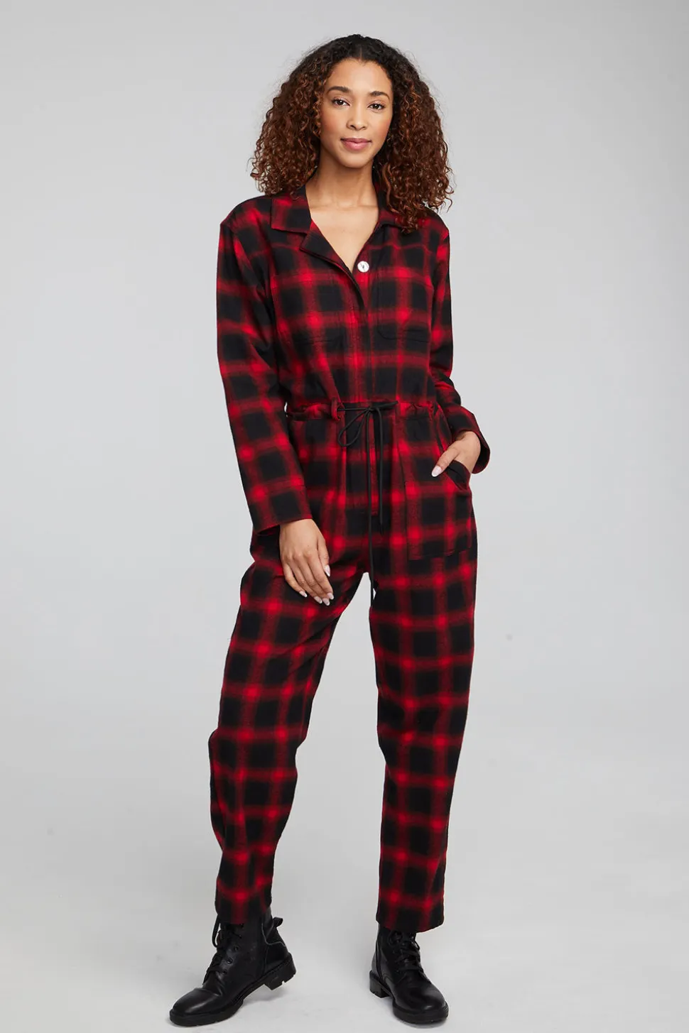 Chaser Brand Lexi Sunset Plaid Jumpsuit Store