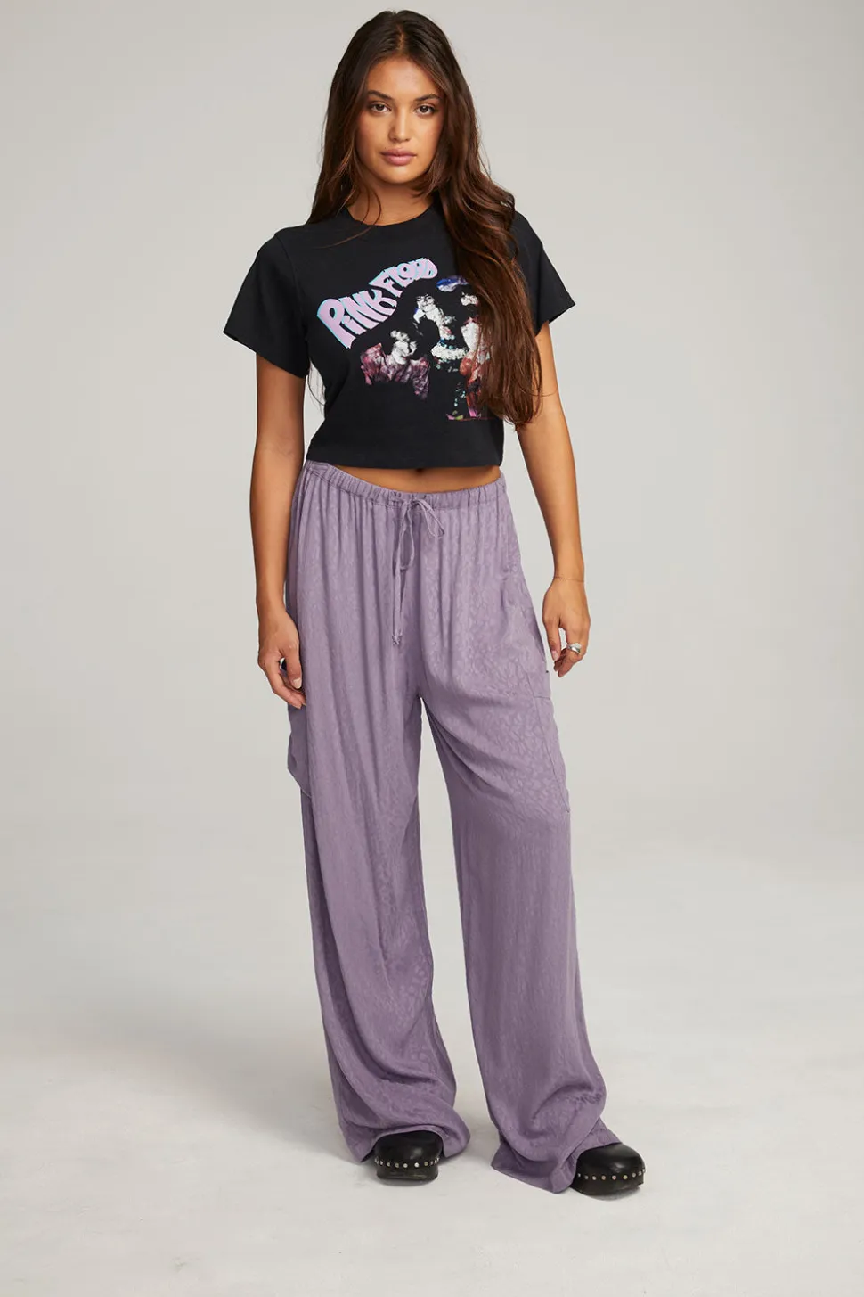 Chaser Brand Pink Floyd Retro Band Crop Tee Outlet