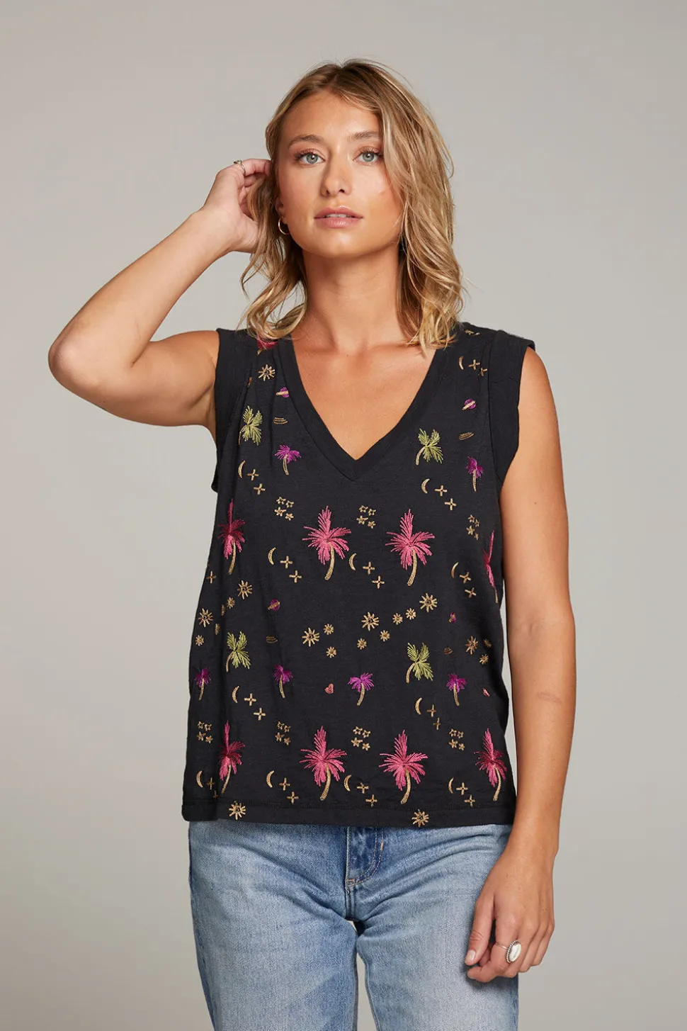 Chaser Brand Rolled Night Palm Armhole V-neck Muscle Tank Outlet