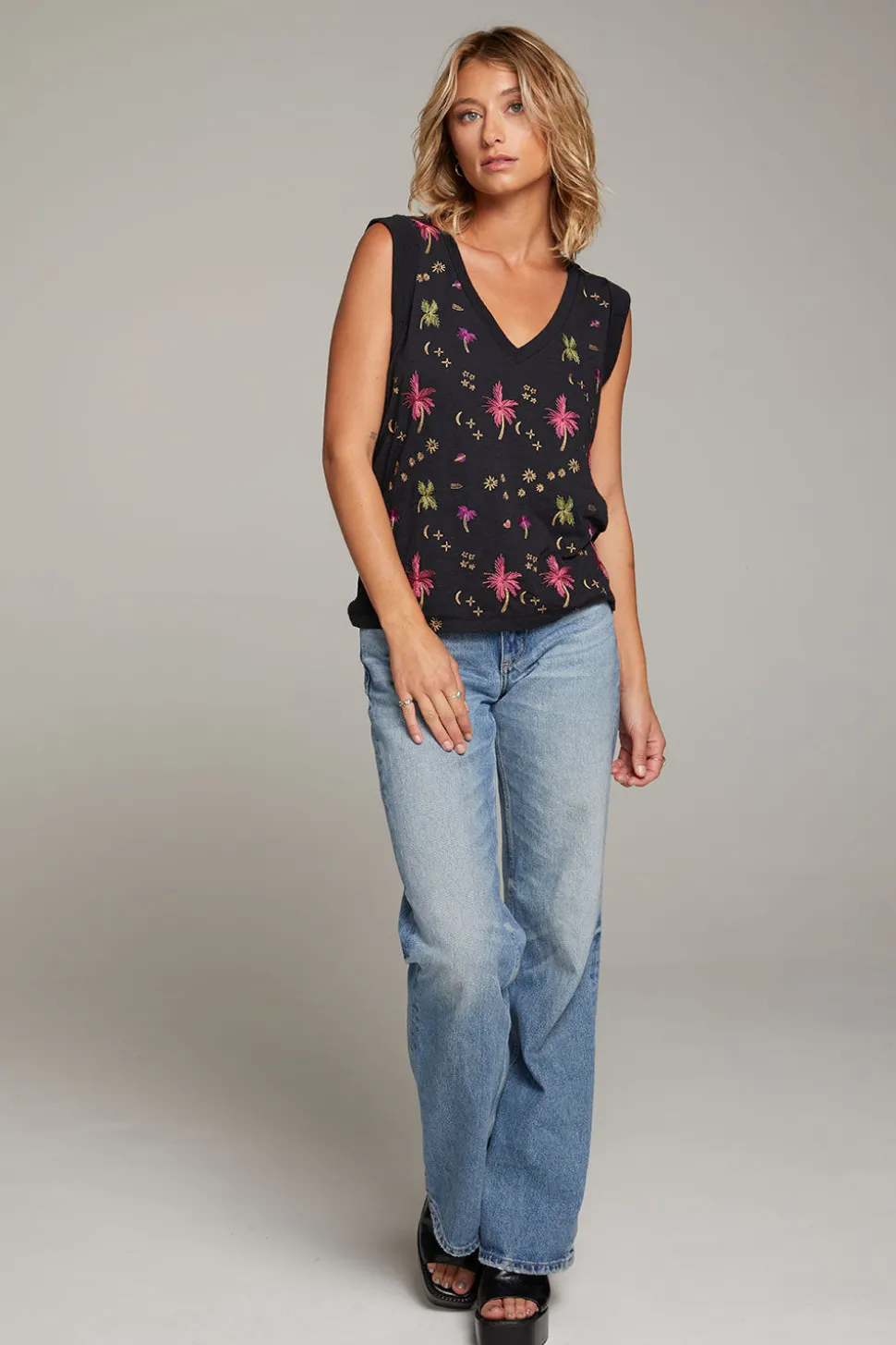 Chaser Brand Rolled Night Palm Armhole V-neck Muscle Tank Outlet